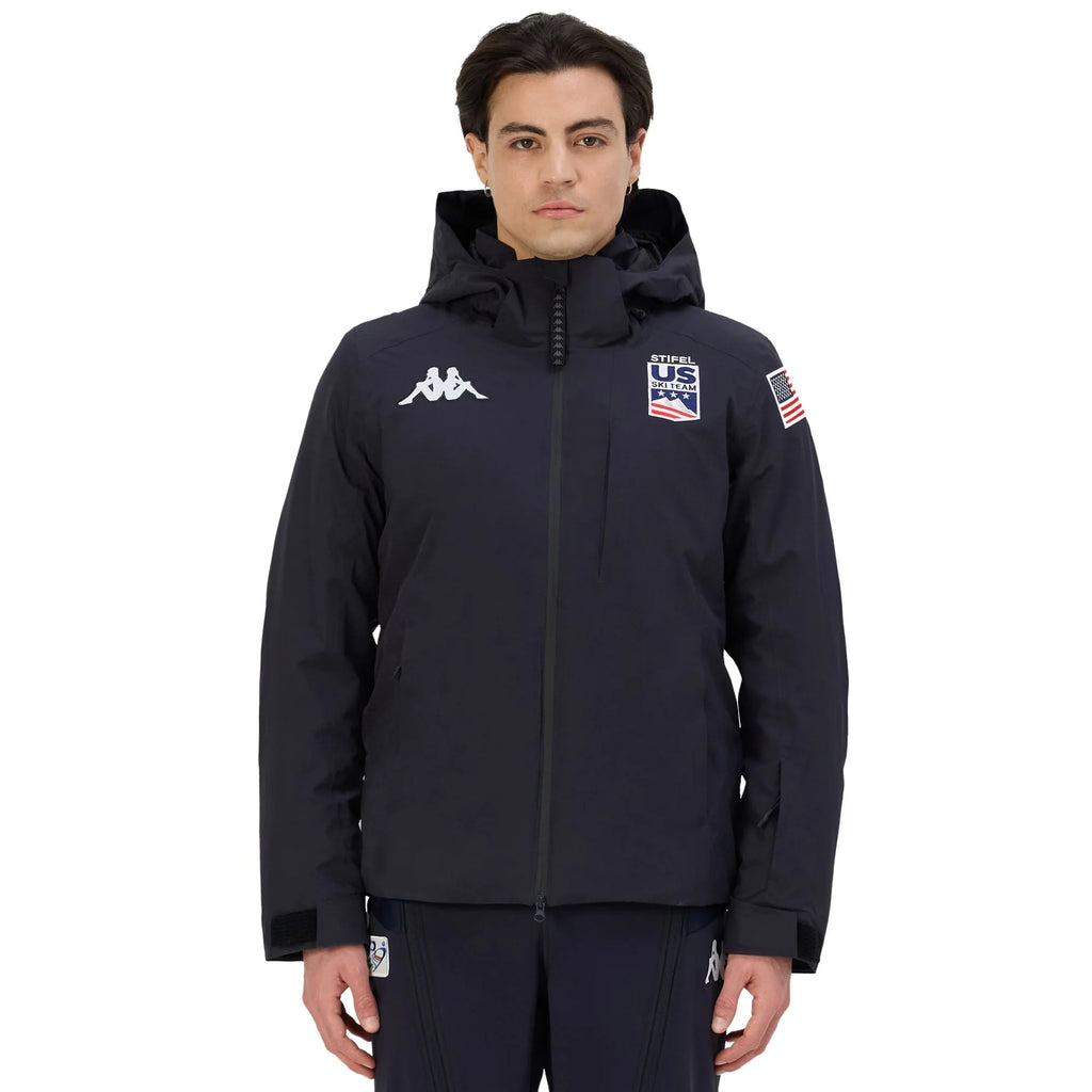 Kappa Giacca Sci Uomo 6CENTO 806 USA Blue Dk Navy - fronte modello con cappuccio